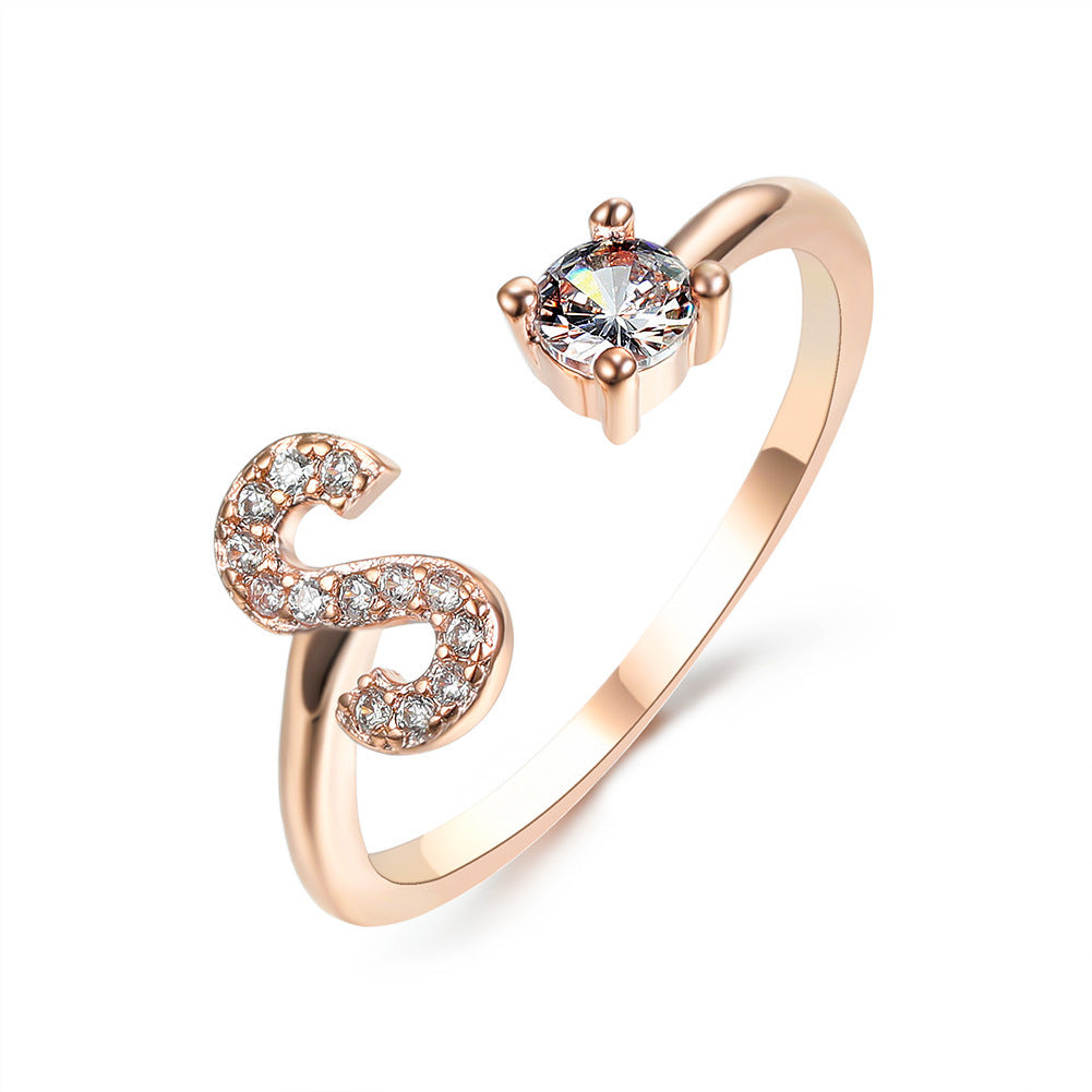 Women's Gold Letter Initial Ring