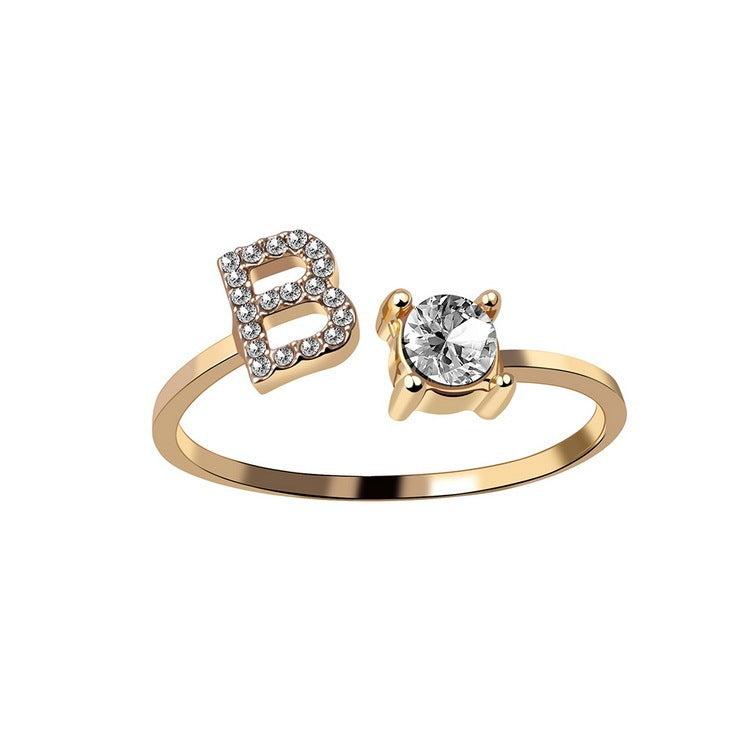 Women's Gold Letter Initial Ring