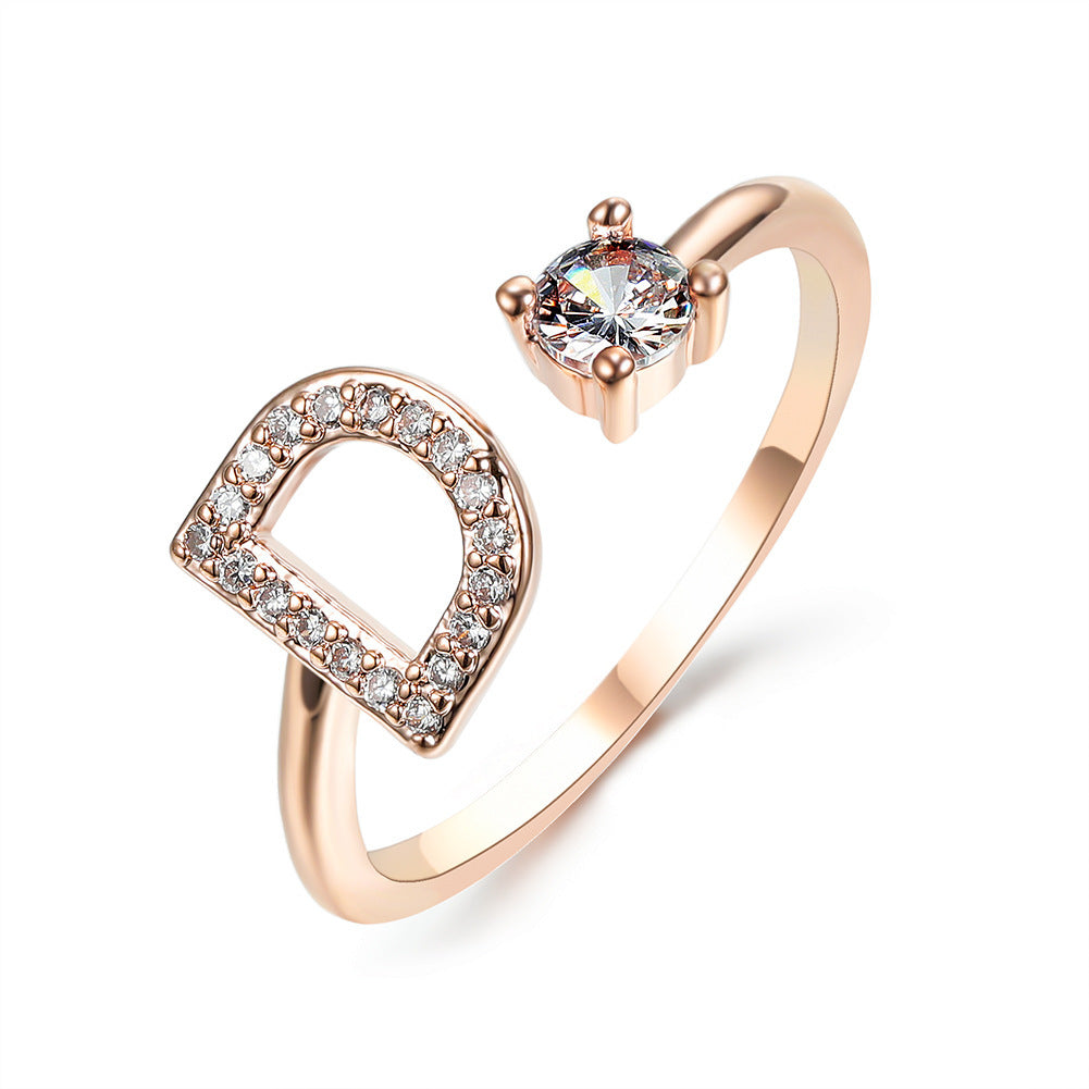 Women's Gold Letter Initial Ring