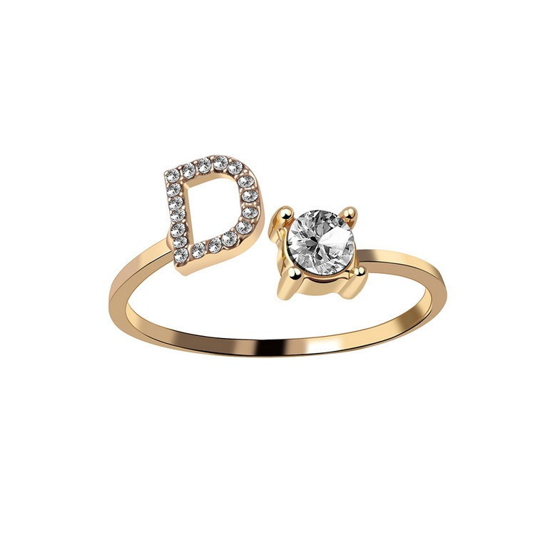 Women's Gold Letter Initial Ring