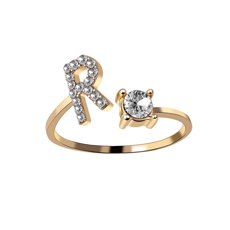 Women's Gold Letter Initial Ring