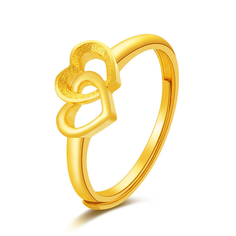 Double Hearted Gold Ring