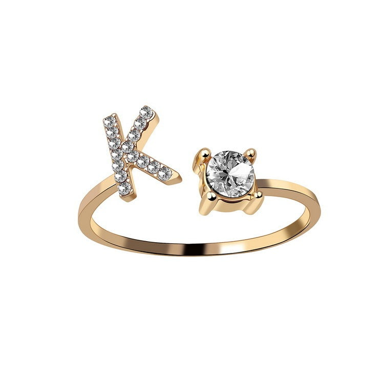Women's Gold Letter Initial Ring
