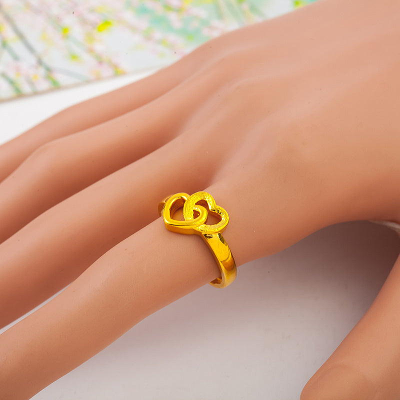 Double Hearted Gold Ring