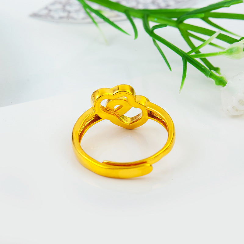 Double Hearted Gold Ring