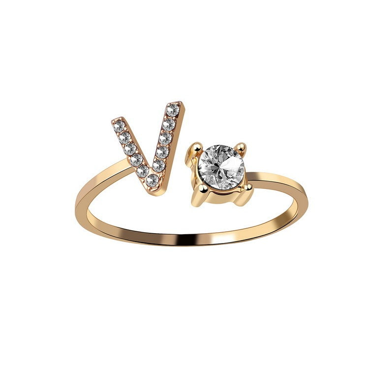 Women's Gold Letter Initial Ring