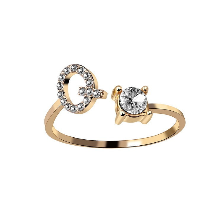 Women's Gold Letter Initial Ring