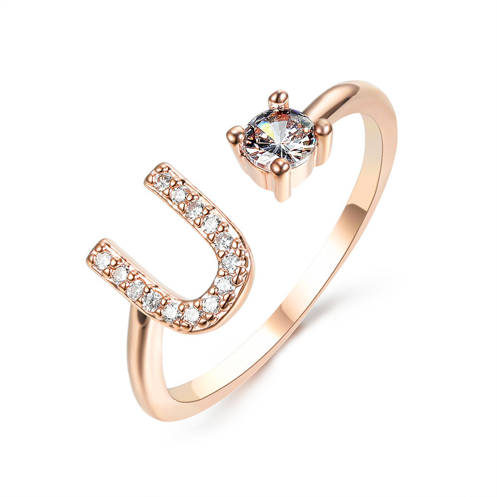 Women's Gold Letter Initial Ring