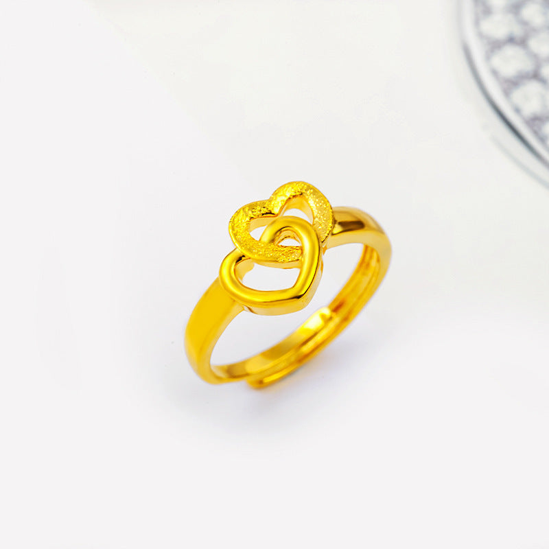 Double Hearted Gold Ring