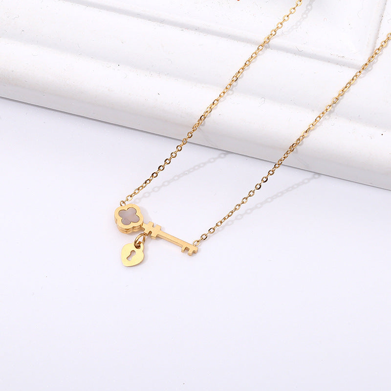 Clover Key Necklace Pendant