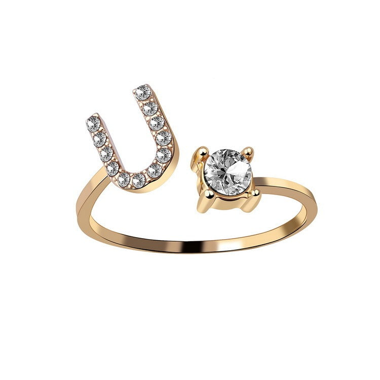 Women's Gold Letter Initial Ring