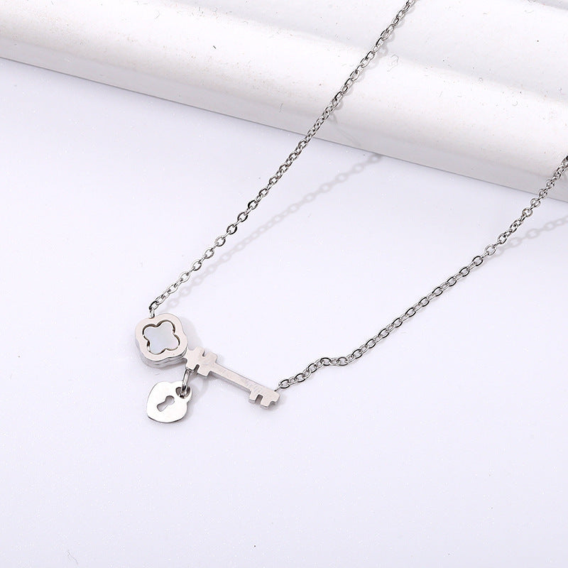 Clover Key Necklace Pendant