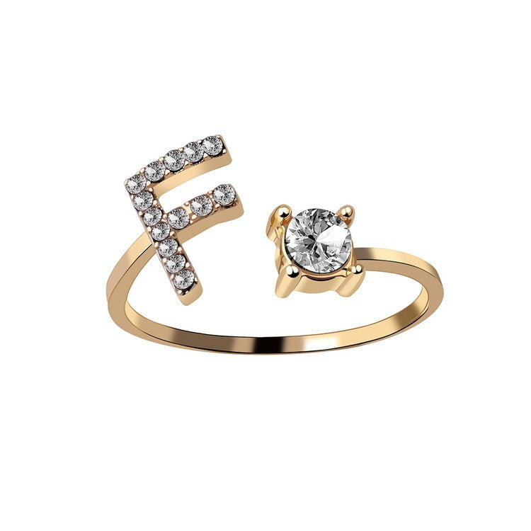 Women's Gold Letter Initial Ring