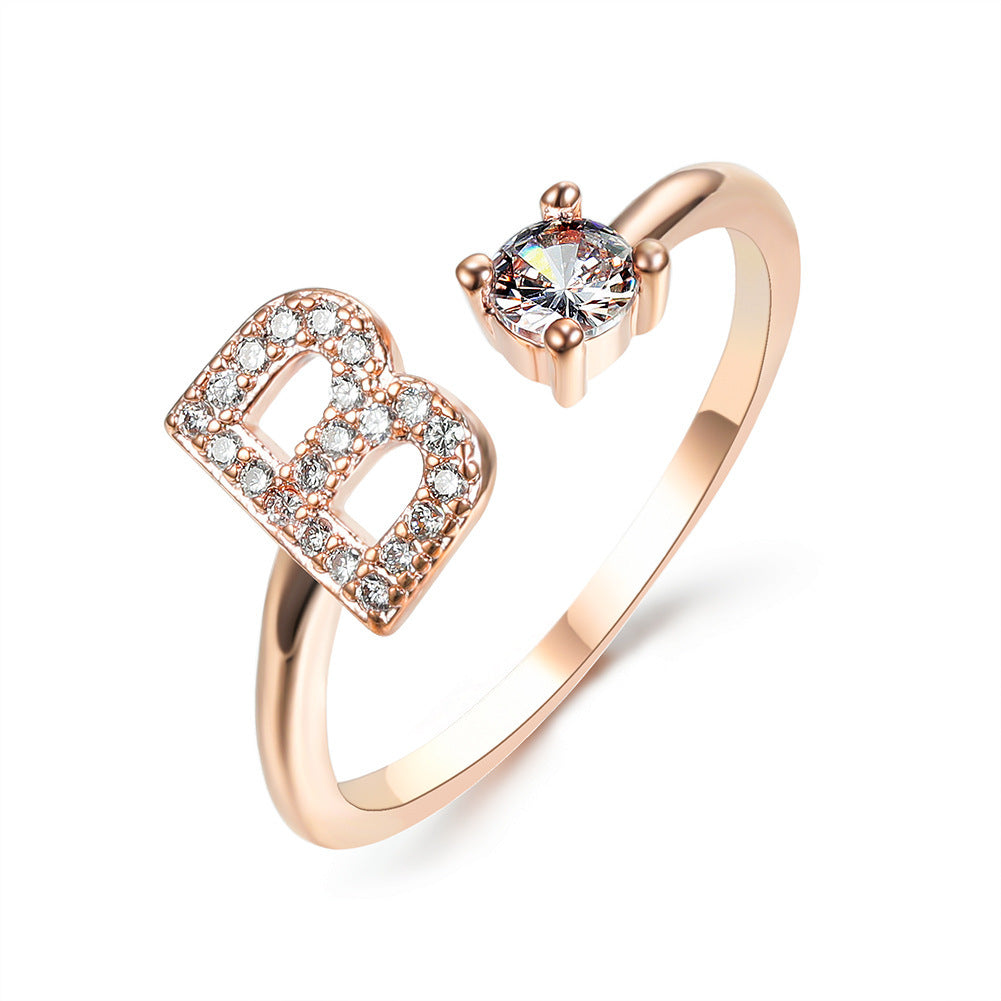 Women's Gold Letter Initial Ring