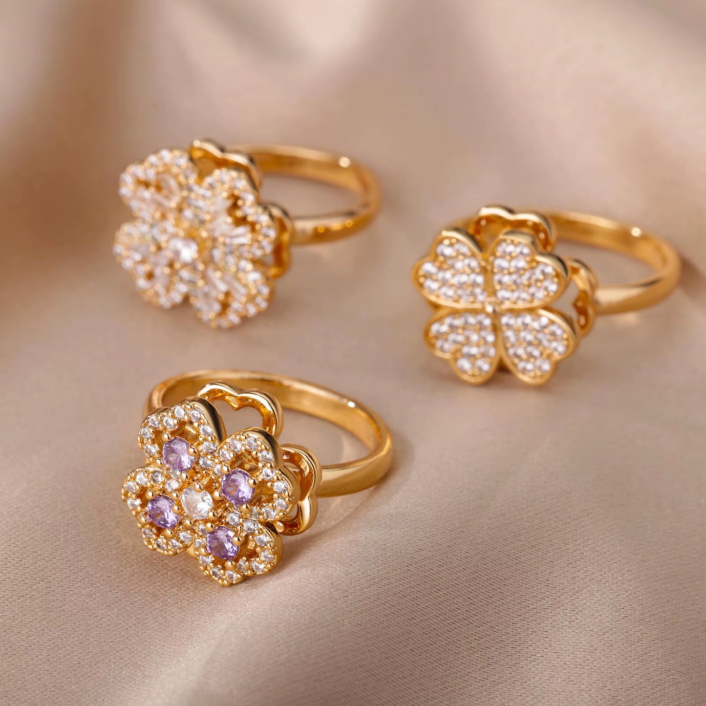 Kourtneys Lucky 4 Leaf Clover Anxiety Ring