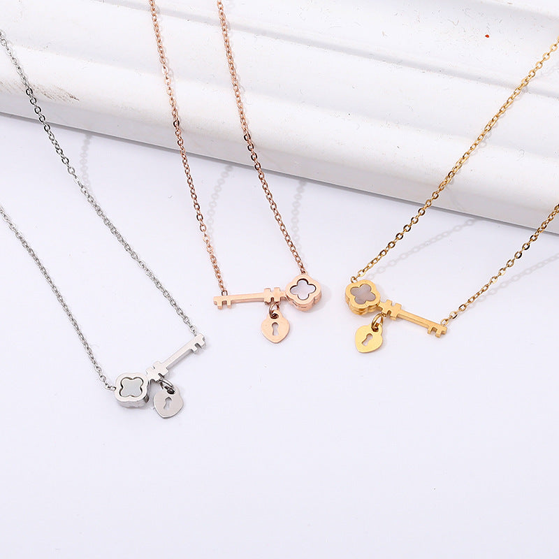 Clover Key Necklace Pendant