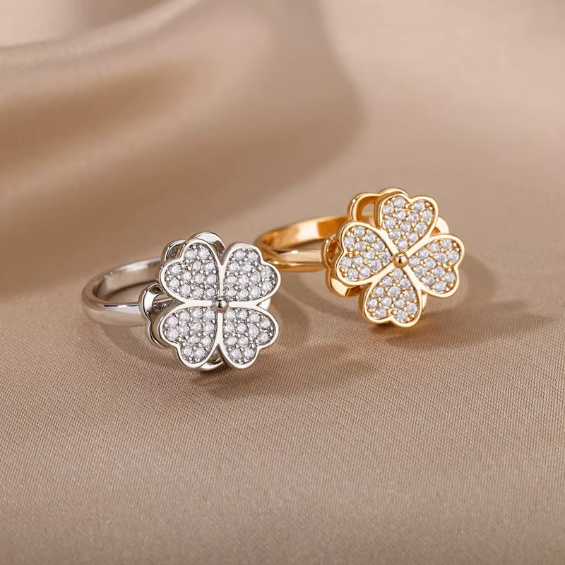 Kourtneys Lucky 4 Leaf Clover Anxiety Ring