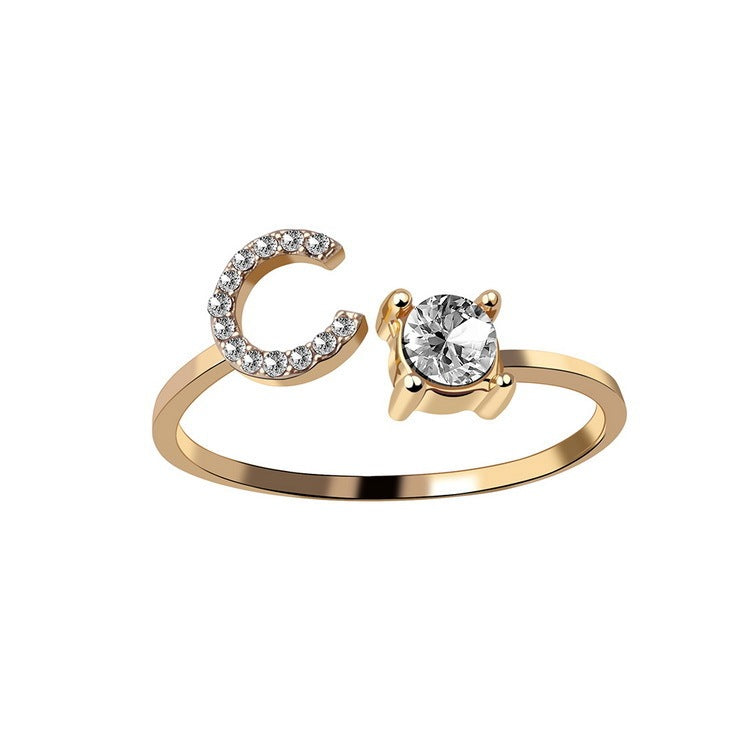 Women's Gold Letter Initial Ring