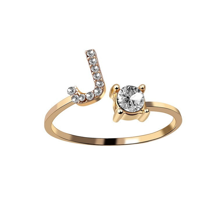 Women's Gold Letter Initial Ring