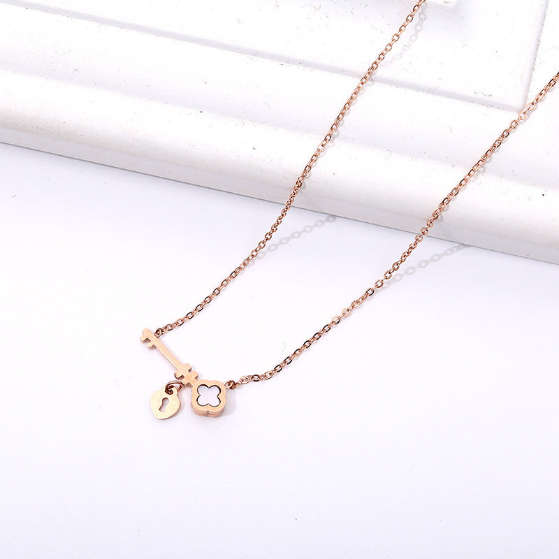 Clover Key Necklace Pendant