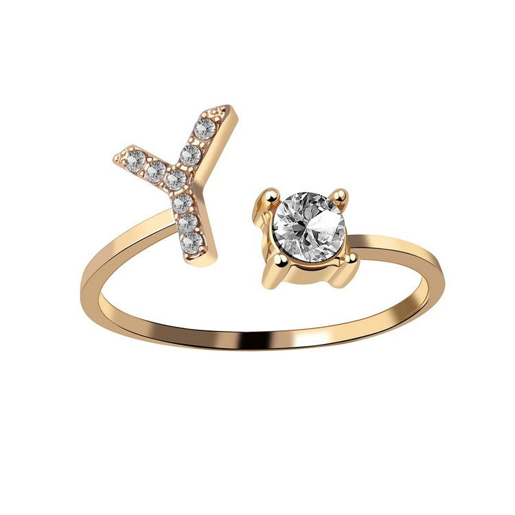 Women's Gold Letter Initial Ring