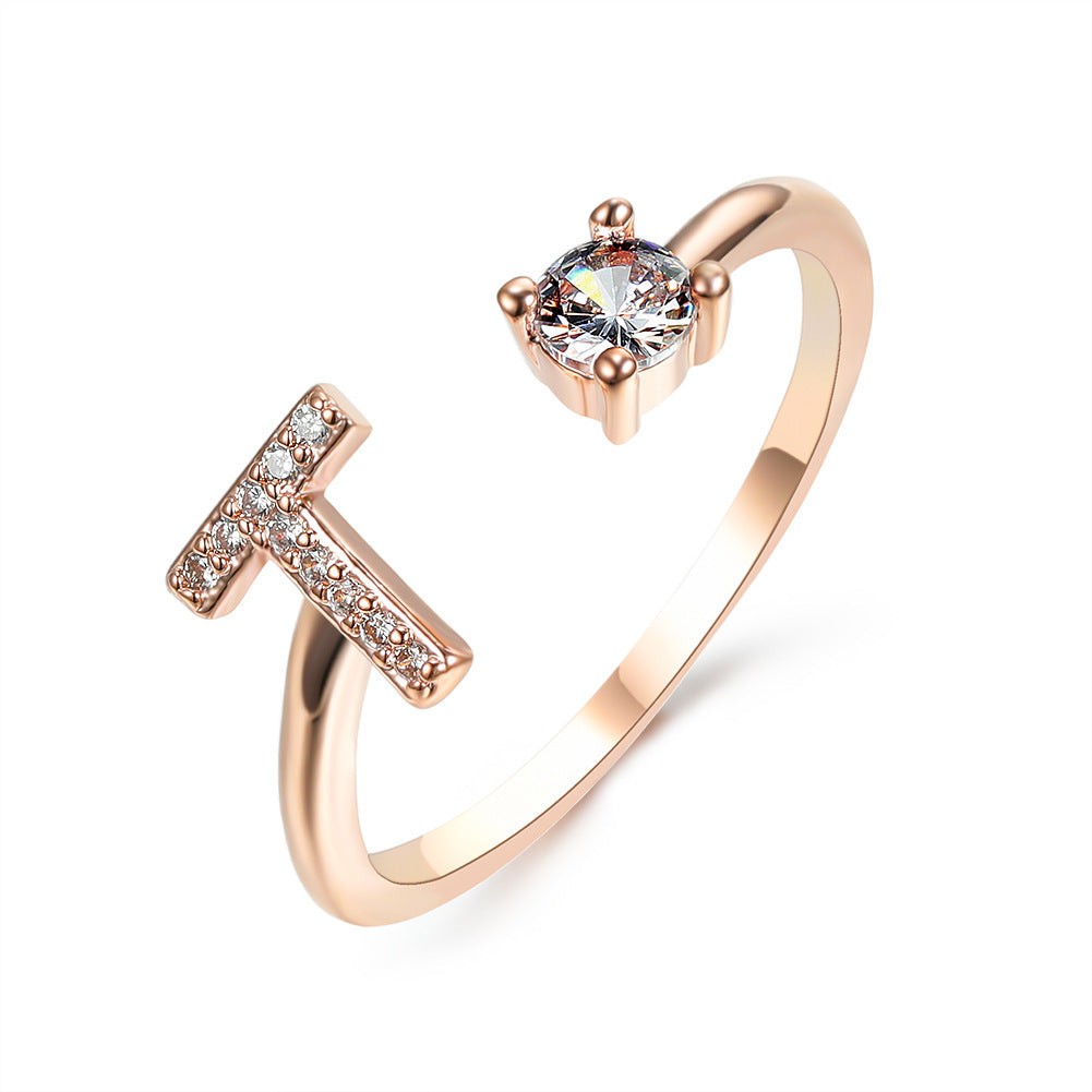 Women's Gold Letter Initial Ring