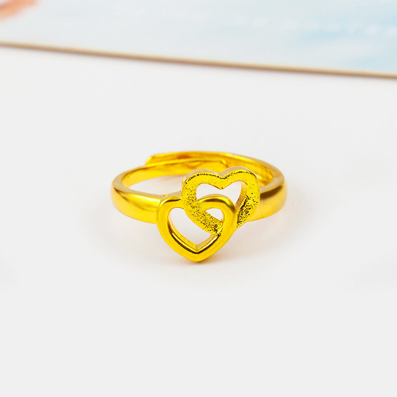 Double Hearted Gold Ring