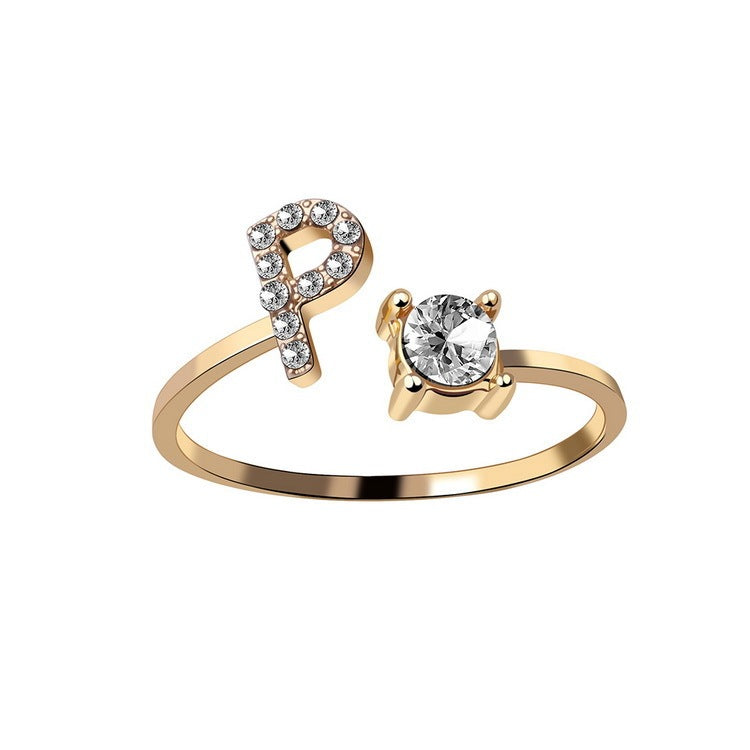 Women's Gold Letter Initial Ring