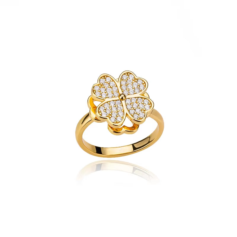 Kourtneys Lucky 4 Leaf Clover Anxiety Ring
