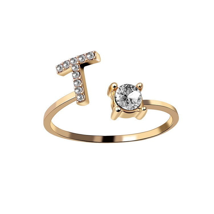 Women's Gold Letter Initial Ring