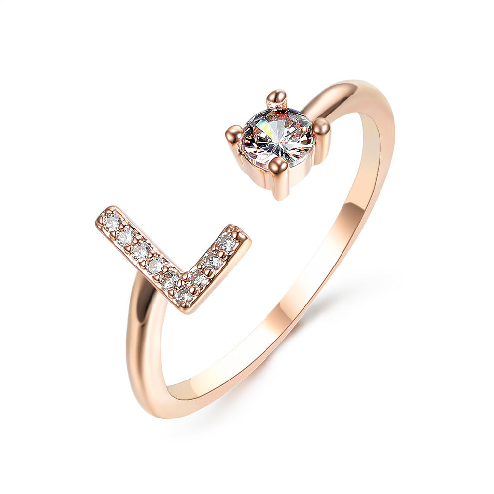 Women's Gold Letter Initial Ring