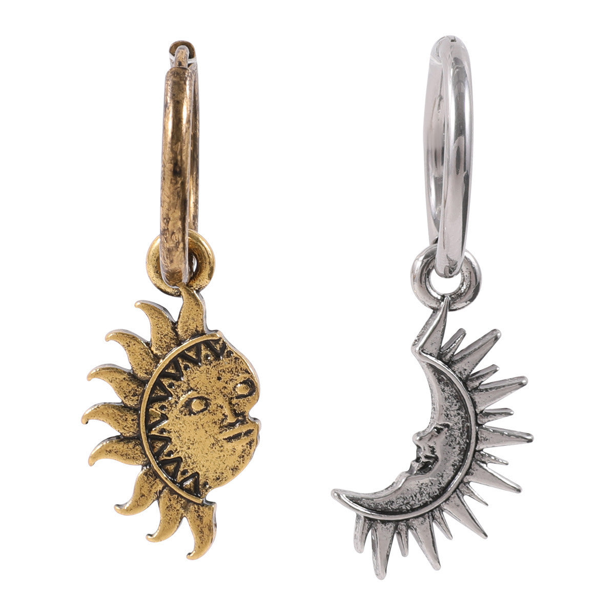 Sun And Moon Necklace and Earrings