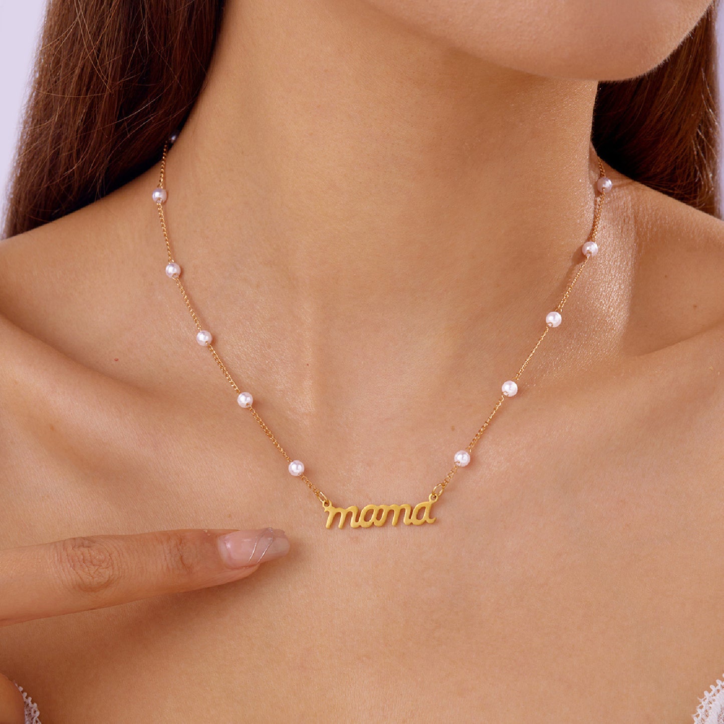 Mother's Day Letter Mama Pearl Necklace Bracelet Set