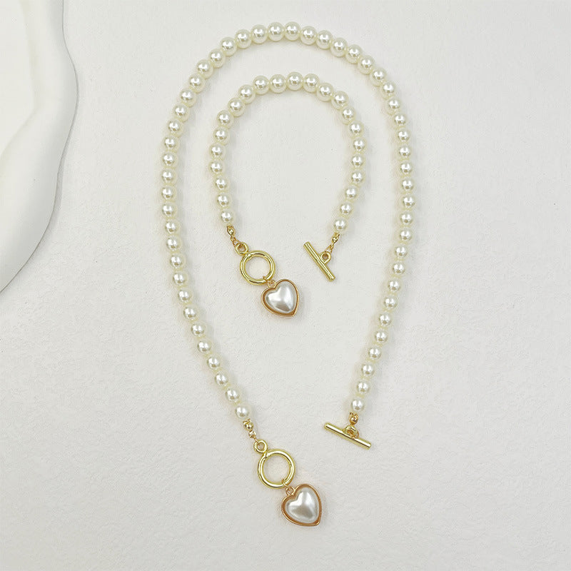 Granny Pearls love Necklace and Bracelet set
