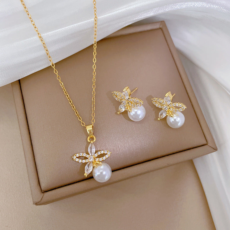 Granny Pearls Diamond Earring/Necklace