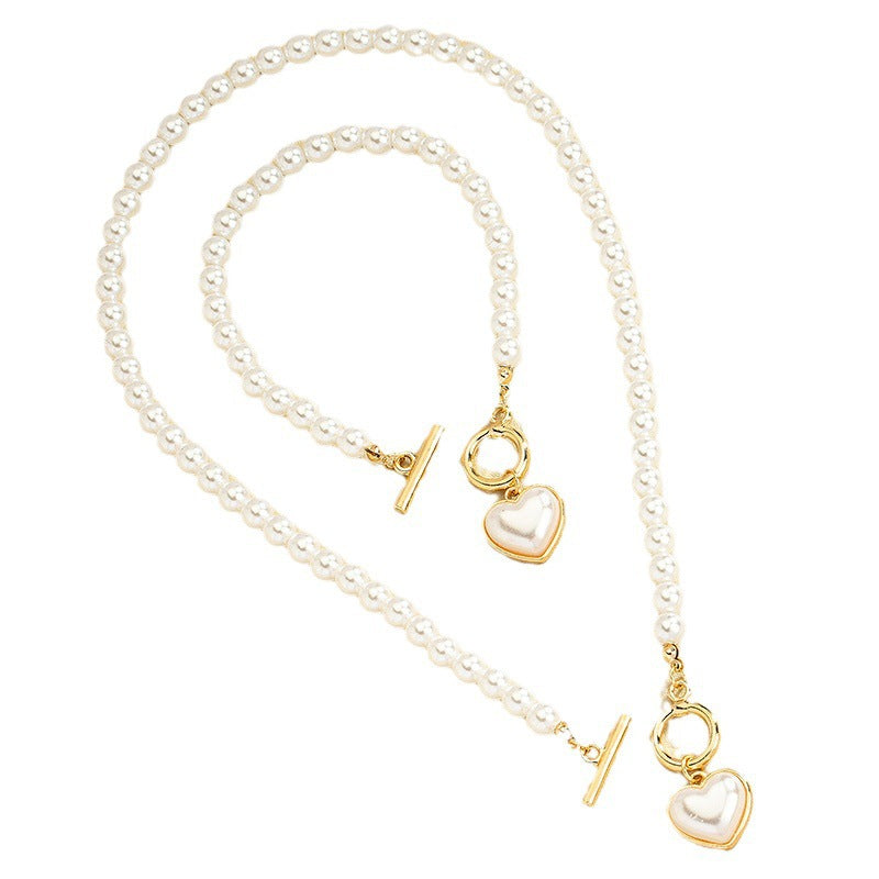 Granny Pearls love Necklace and Bracelet set