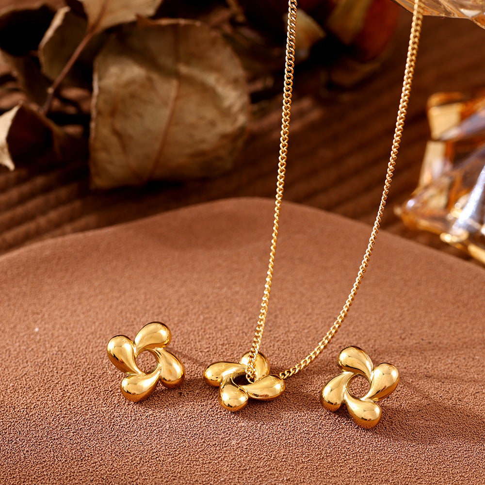 Plant Flower Necklace and Earrings