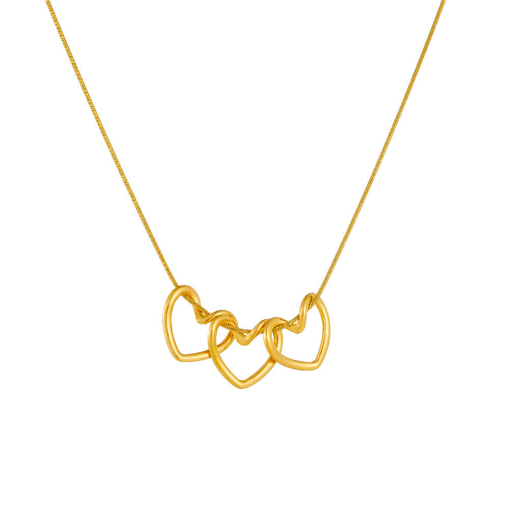 3 Hearted Gold Necklace