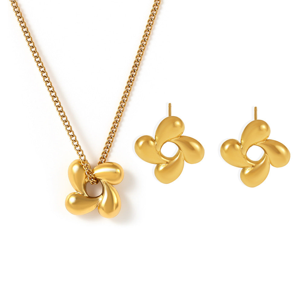 Plant Flower Necklace and Earrings