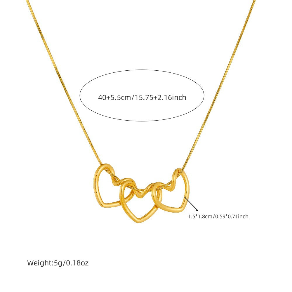 3 Hearted Gold Necklace