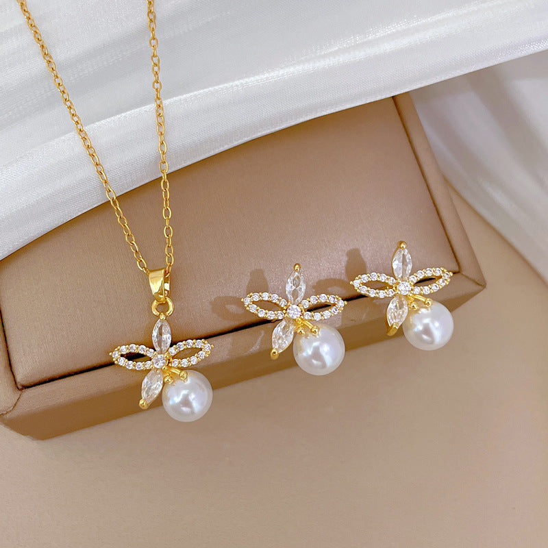 Granny Pearls Diamond Earring/Necklace