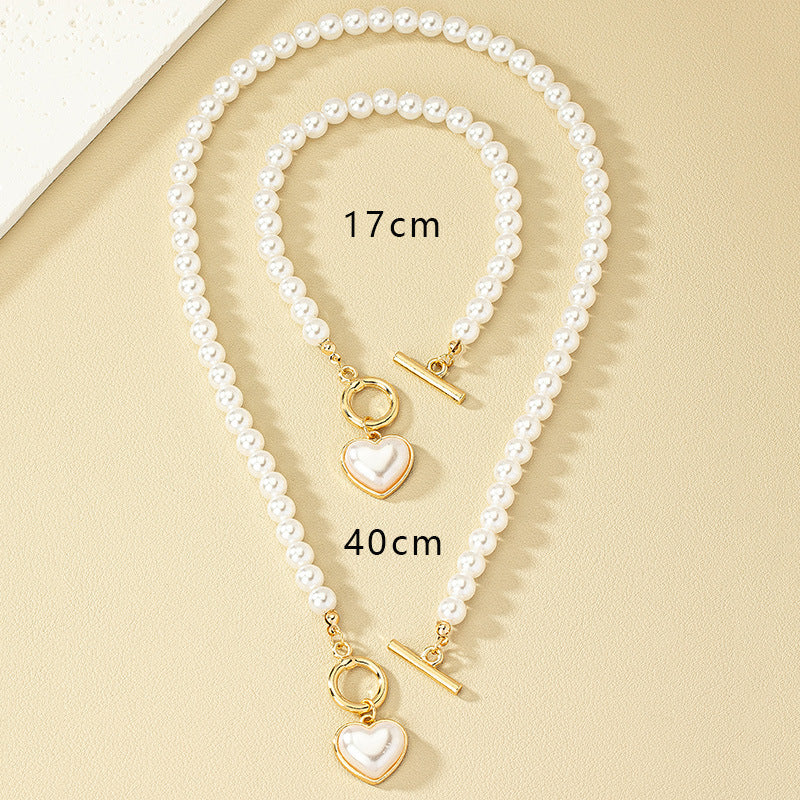 Granny Pearls love Necklace and Bracelet set