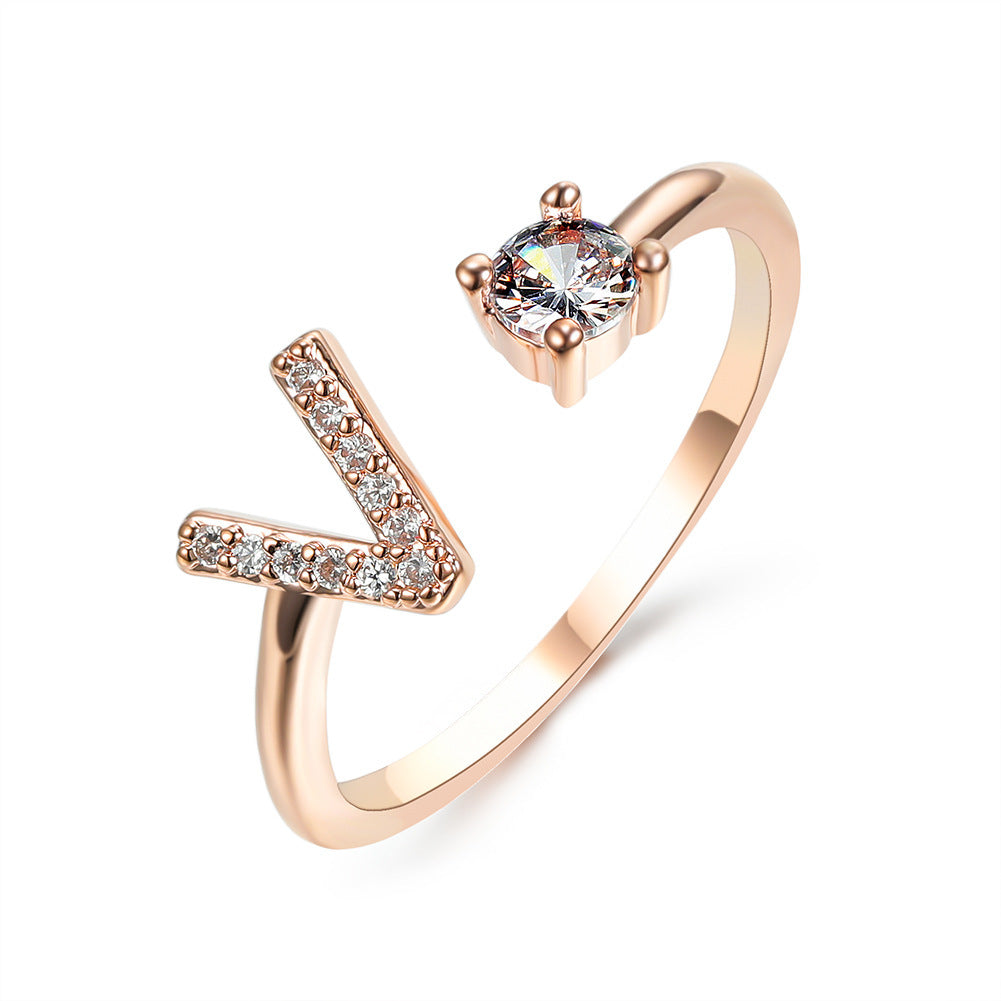 Women's Gold Letter Initial Ring