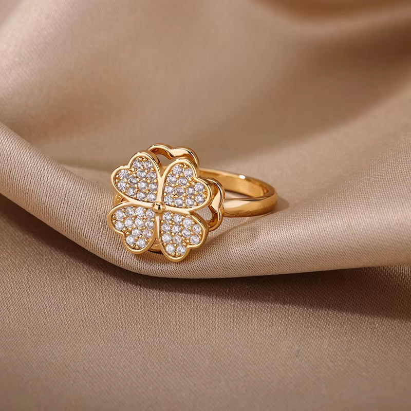 Kourtneys Lucky 4 Leaf Clover Anxiety Ring