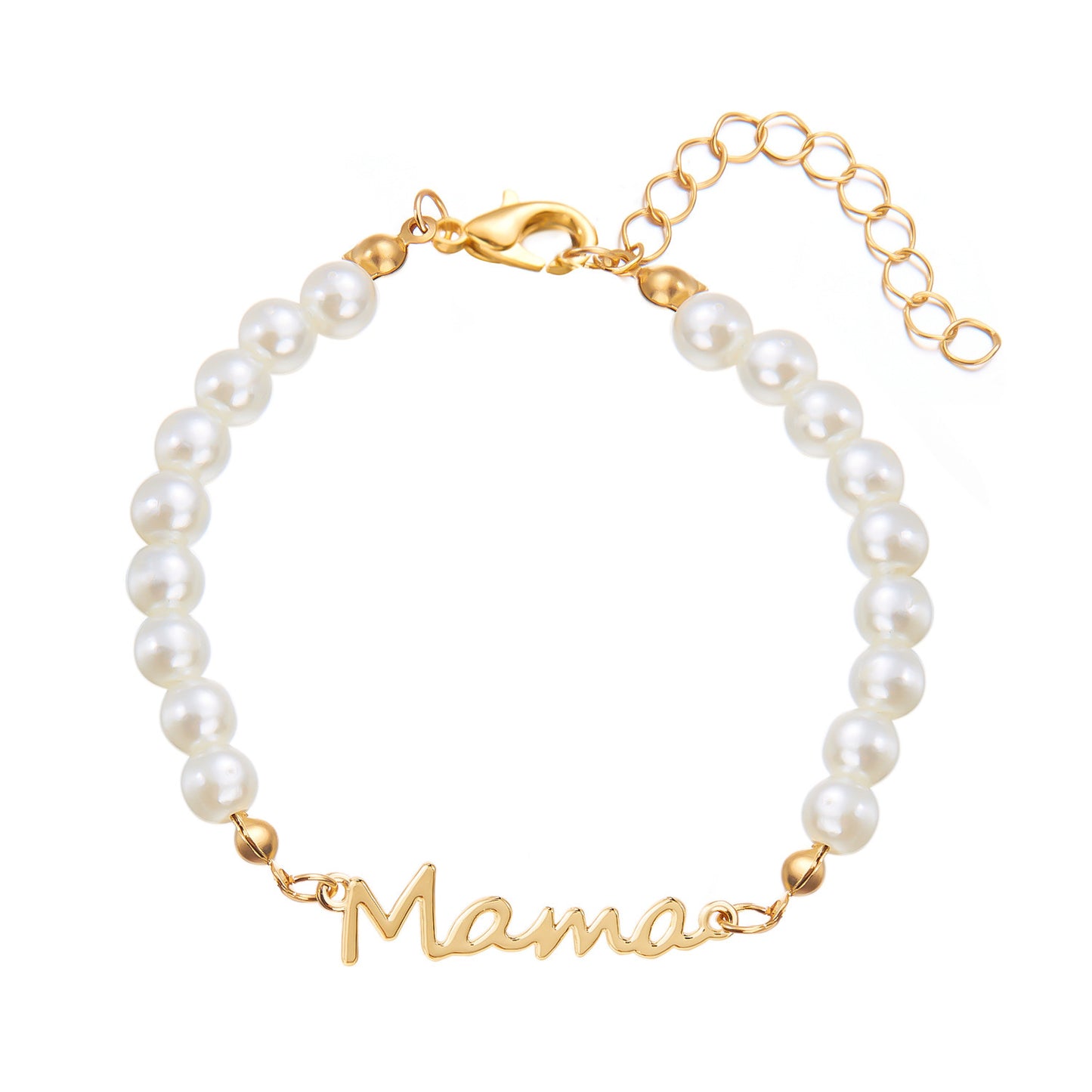 Mother's Day Letter Mama Pearl Necklace Bracelet Set