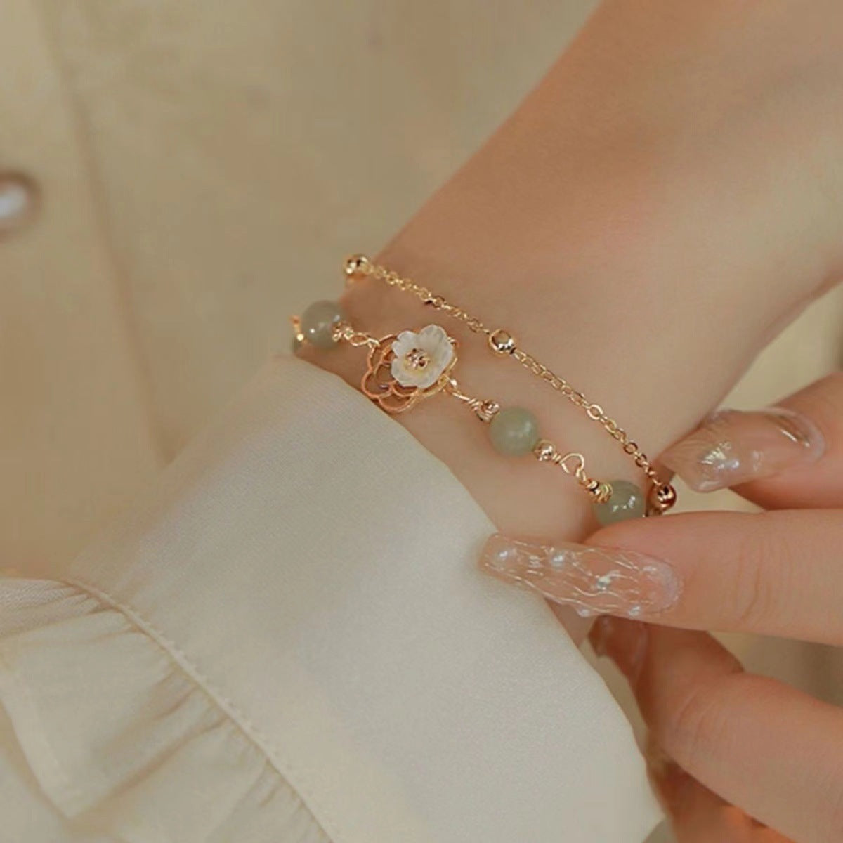 Jade Flower Bracelet