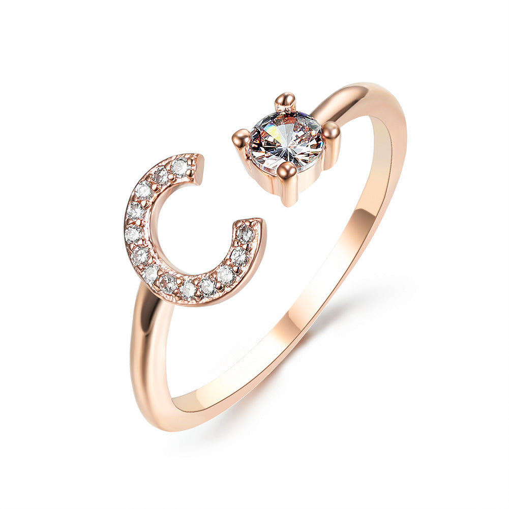 Women's Gold Letter Initial Ring