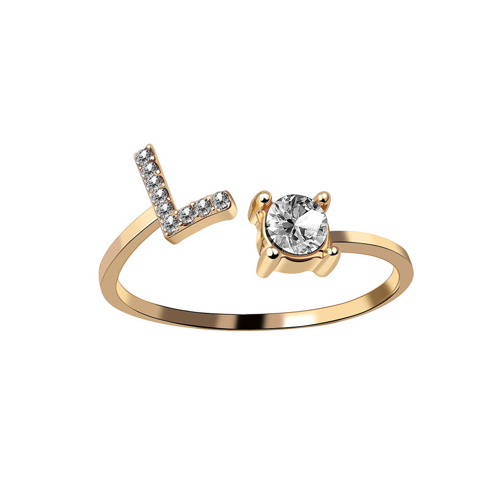 Women's Gold Letter Initial Ring