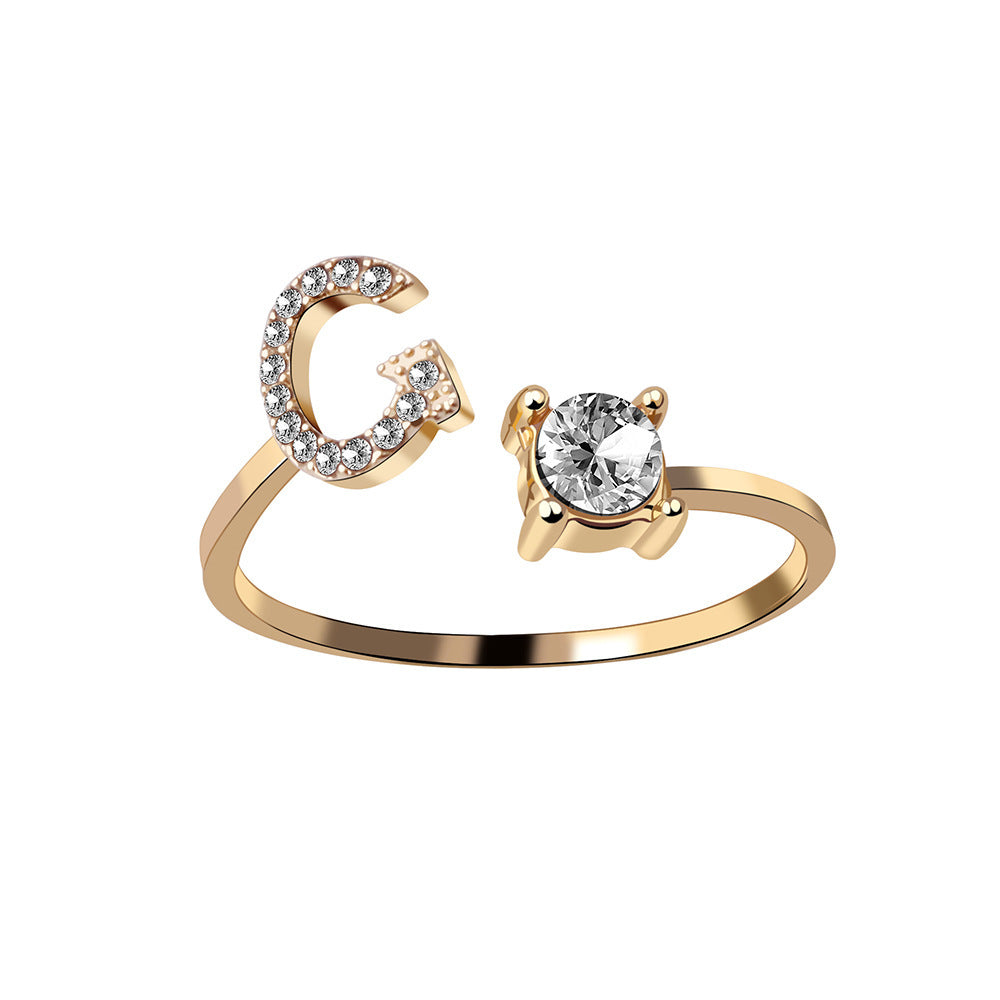 Women's Gold Letter Initial Ring