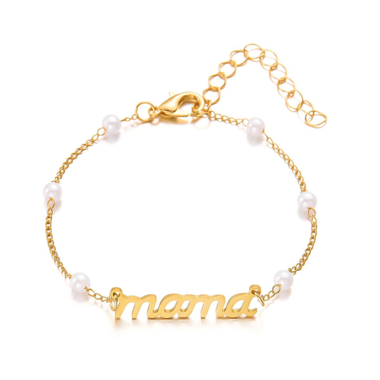 Mother's Day Letter Mama Pearl Necklace Bracelet Set